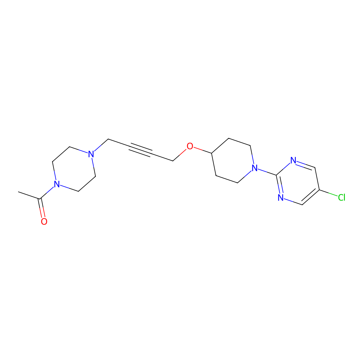 1-[4-(4-{[1-(5-Chloropyrimidin-2-yl)piperidin-4-yl]oxy}but-2-yn-1-yl)piperazin-1-yl]ethan-1-one molecular structure, CAS 2640956-83-6