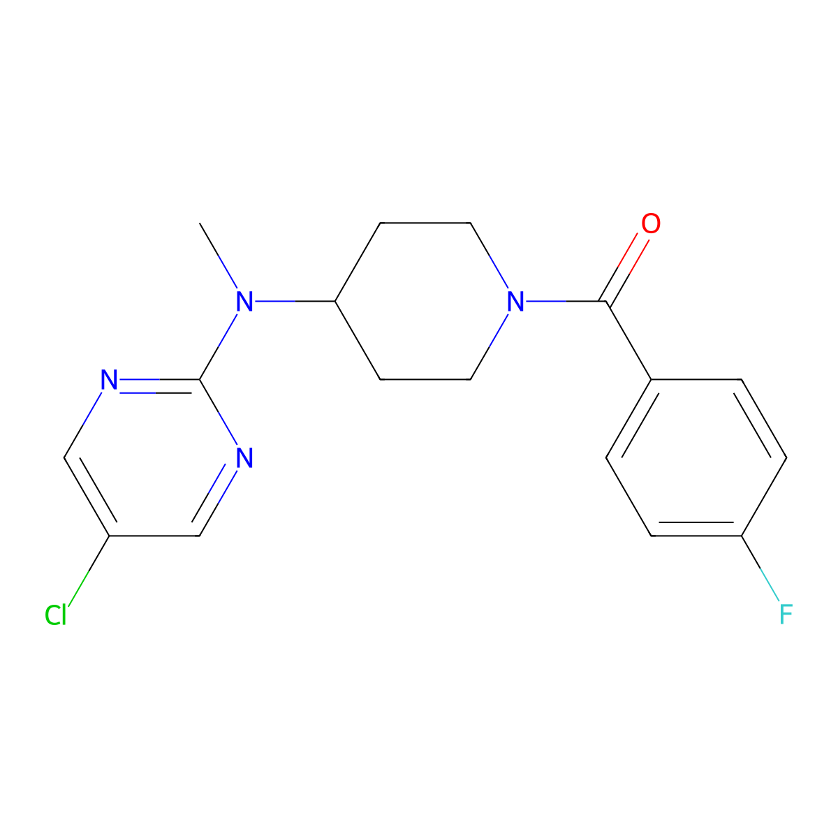5-chloro-N-[1-(4-fluorobenzoyl)piperidin-4-yl]-N-methylpyrimidin-2-amine molecular structure, CAS 2640956-86-9