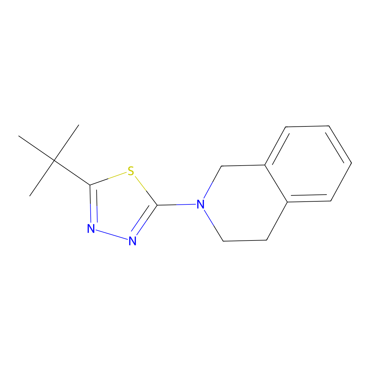 2-(5-Tert-butyl-1,3,4-thiadiazol-2-yl)-1,2,3,4-tetrahydroisoquinoline molecular structure, CAS 2640956-87-0