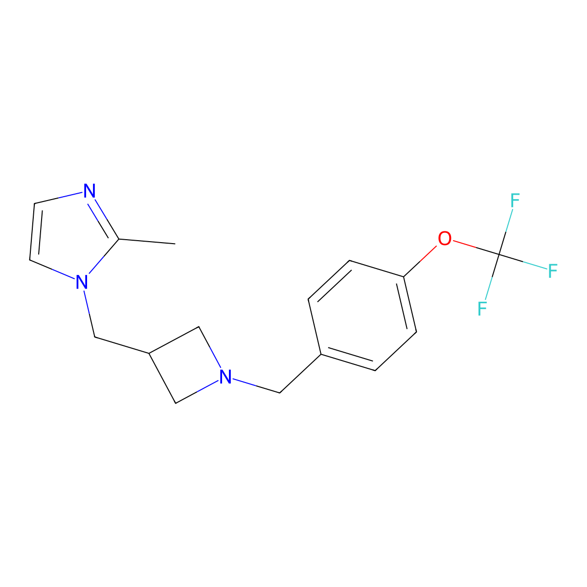 2-methyl-1-[(1-{[4-(trifluoromethoxy)phenyl]methyl}azetidin-3-yl)methyl]-1H-imidazole molecular structure, CAS 2640956-91-6