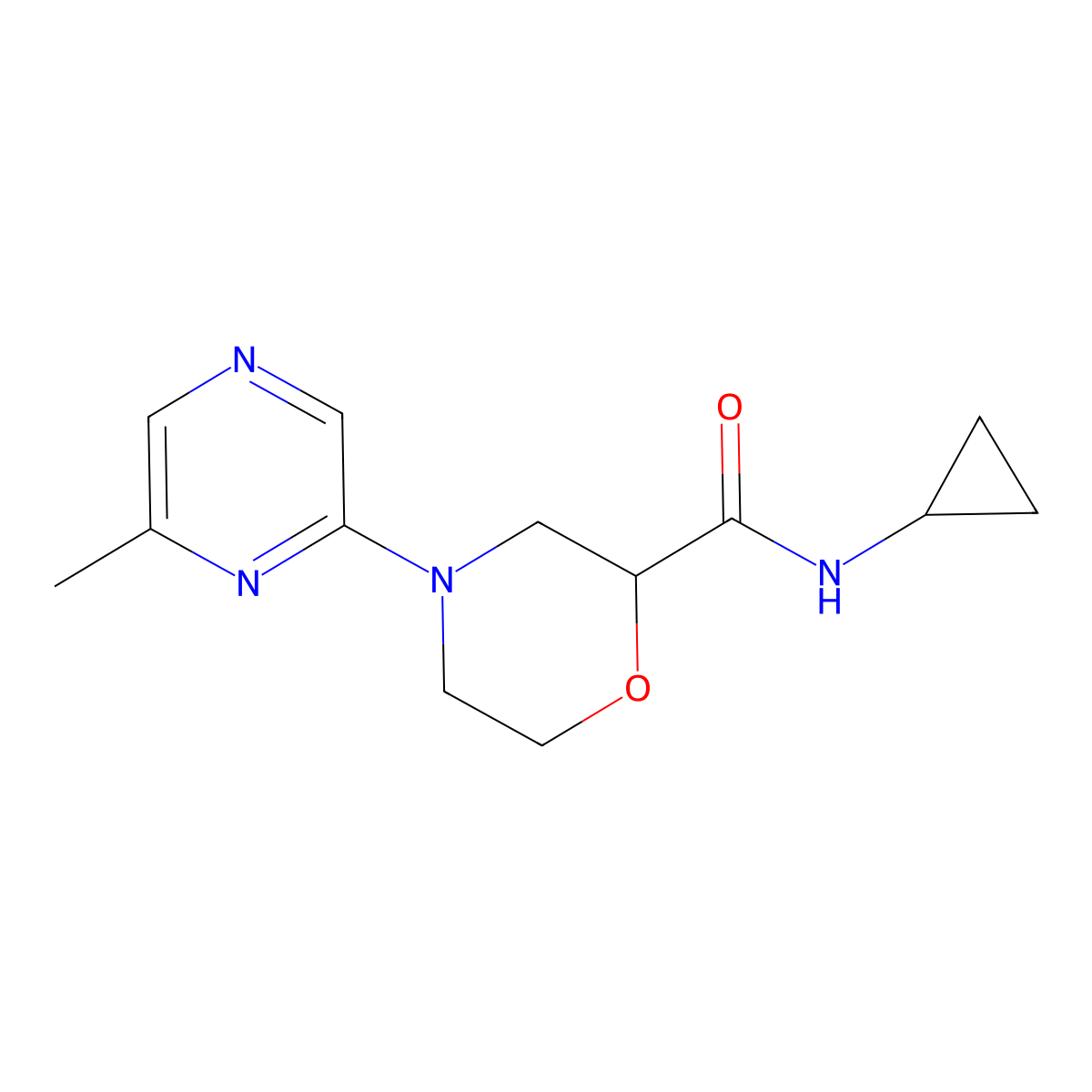 N-cyclopropyl-4-(6-methylpyrazin-2-yl)morpholine-2-carboxamide molecular structure, CAS 2640956-93-8
