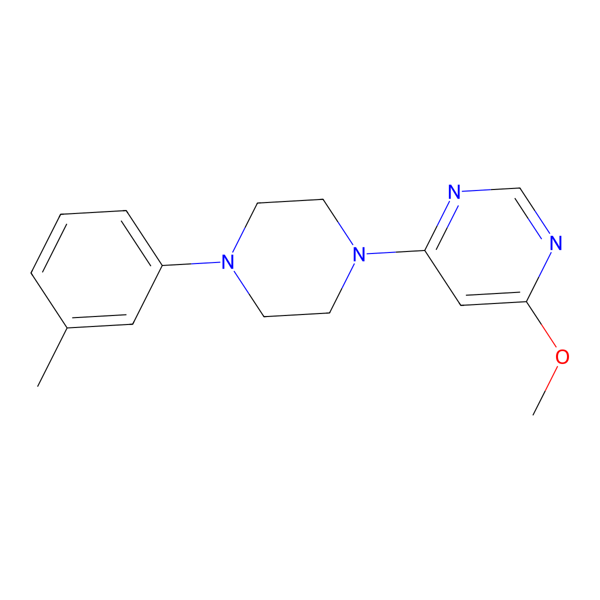 4-Methoxy-6-[4-(3-methylphenyl)piperazin-1-yl]pyrimidine molecular structure, CAS 2640956-95-0