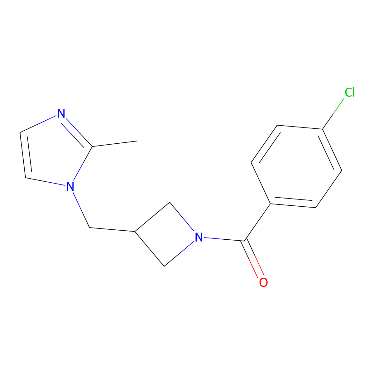 1-{[1-(4-chlorobenzoyl)azetidin-3-yl]methyl}-2-methyl-1H-imidazole molecular structure, CAS 2640956-96-1