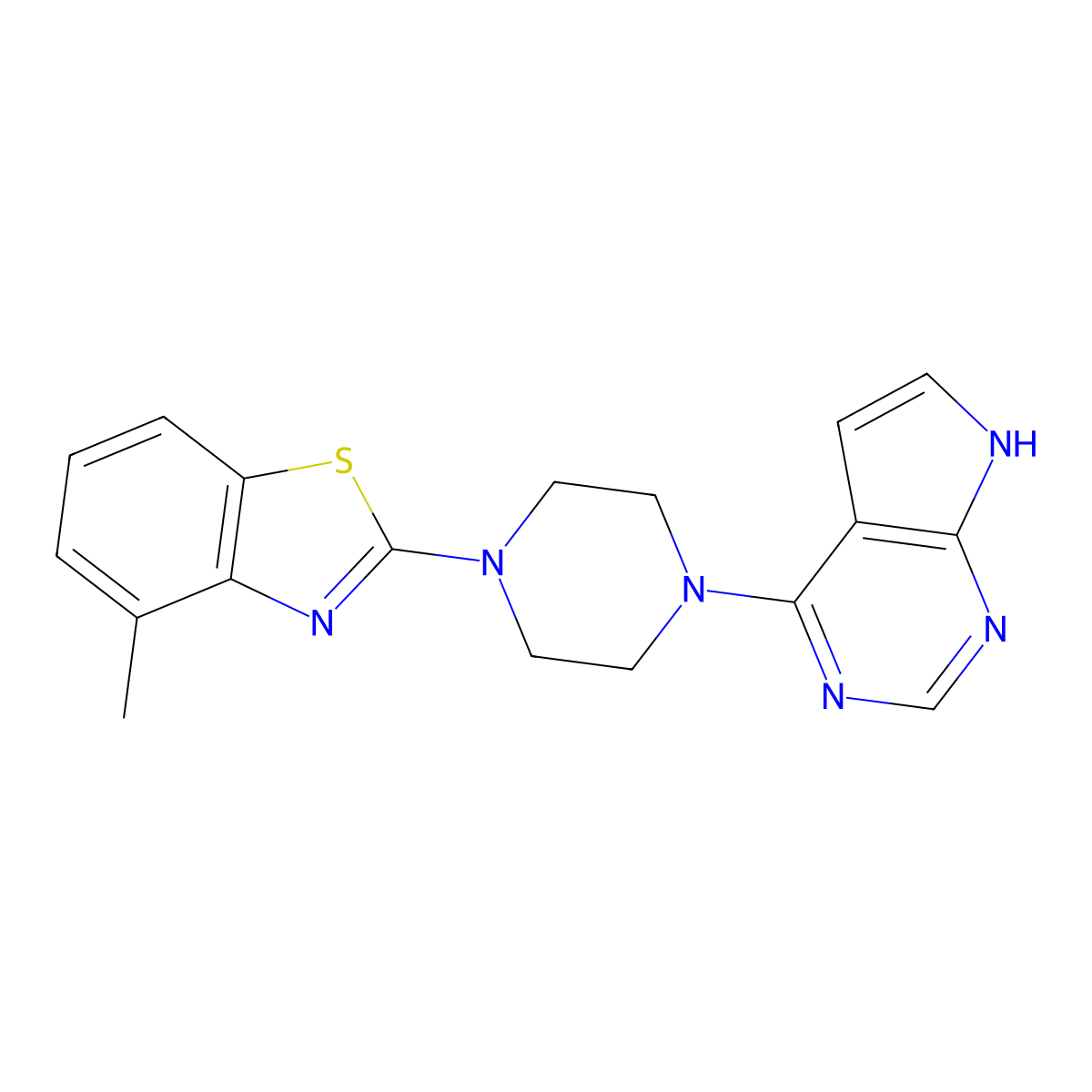 4-methyl-2-(4-{7H-pyrrolo[2,3-d]pyrimidin-4-yl}piperazin-1-yl)-1,3-benzothiazole molecular structure, CAS 2640956-98-3