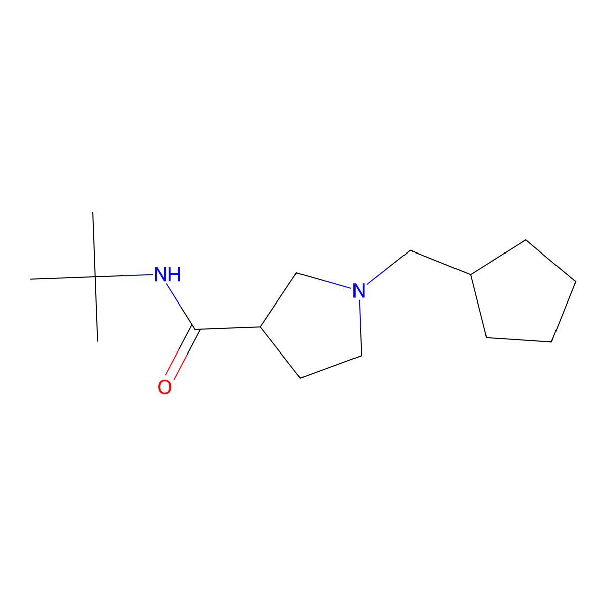 N-tert-butyl-1-(cyclopentylmethyl)pyrrolidine-3-carboxamide molecular structure, CAS 2640957-00-0