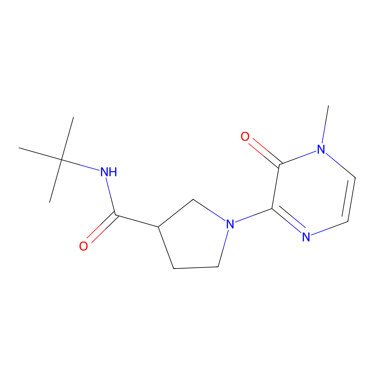 N-tert-butyl-1-(4-methyl-3-oxo-3,4-dihydropyrazin-2-yl)pyrrolidine-3-carboxamide molecular structure, CAS 2640957-03-3