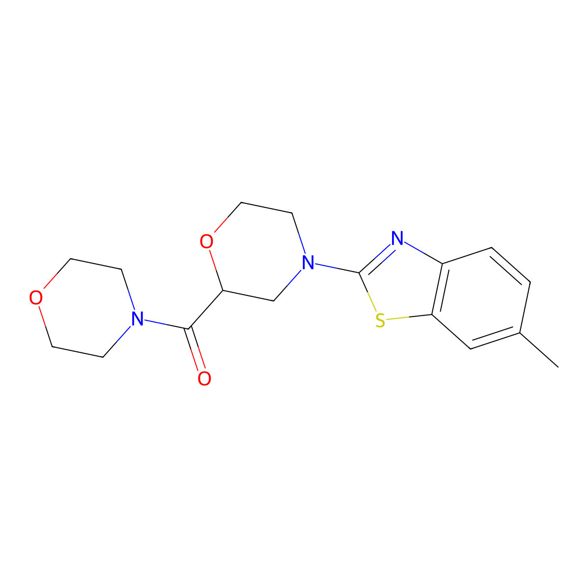 6-Methyl-2-[2-(morpholine-4-carbonyl)morpholin-4-yl]-1,3-benzothiazole molecular structure, CAS 2640957-04-4