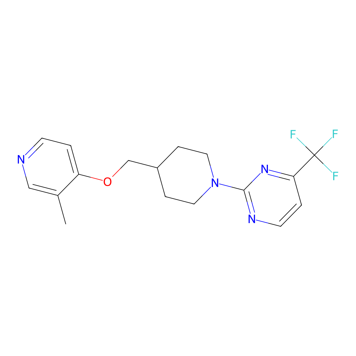 2-(4-{[(3-Methylpyridin-4-yl)oxy]methyl}piperidin-1-yl)-4-(trifluoromethyl)pyrimidine molecular structure, CAS 2640957-11-3