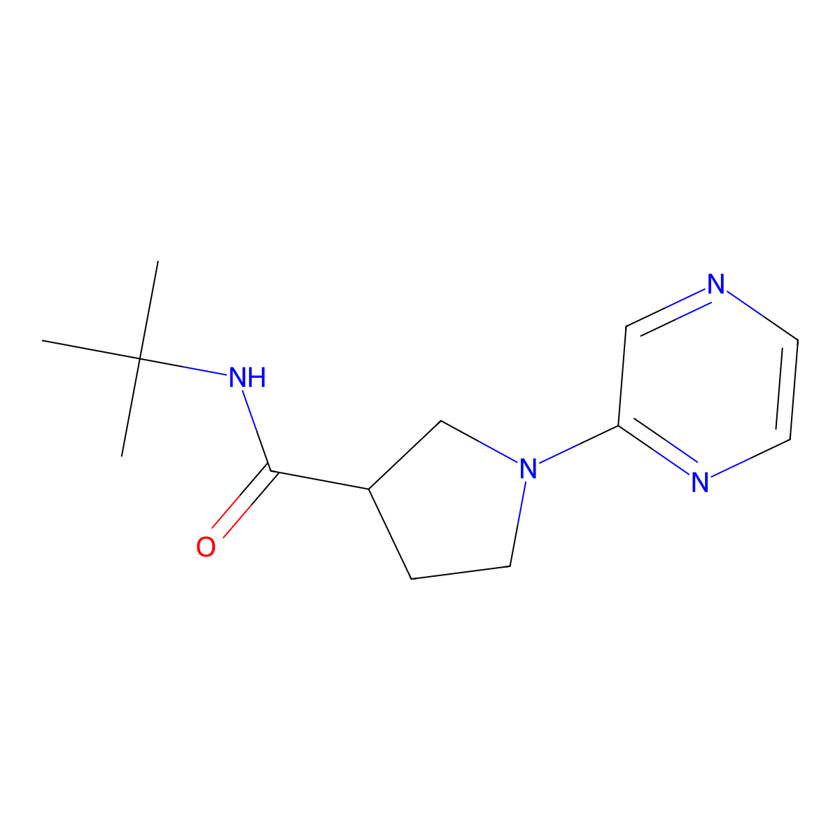 N-tert-butyl-1-(pyrazin-2-yl)pyrrolidine-3-carboxamide molecular structure, CAS 2640957-21-5