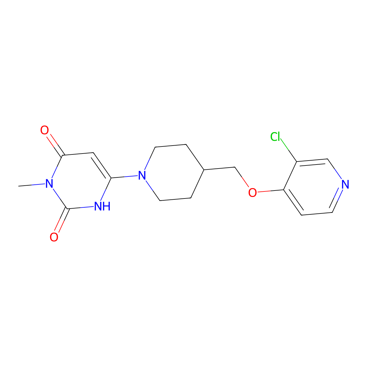 6-(4-{[(3-Chloropyridin-4-yl)oxy]methyl}piperidin-1-yl)-3-methyl-1,2,3,4-tetrahydropyrimidine-2,4-dione molecular structure, CAS 2640957-25-9