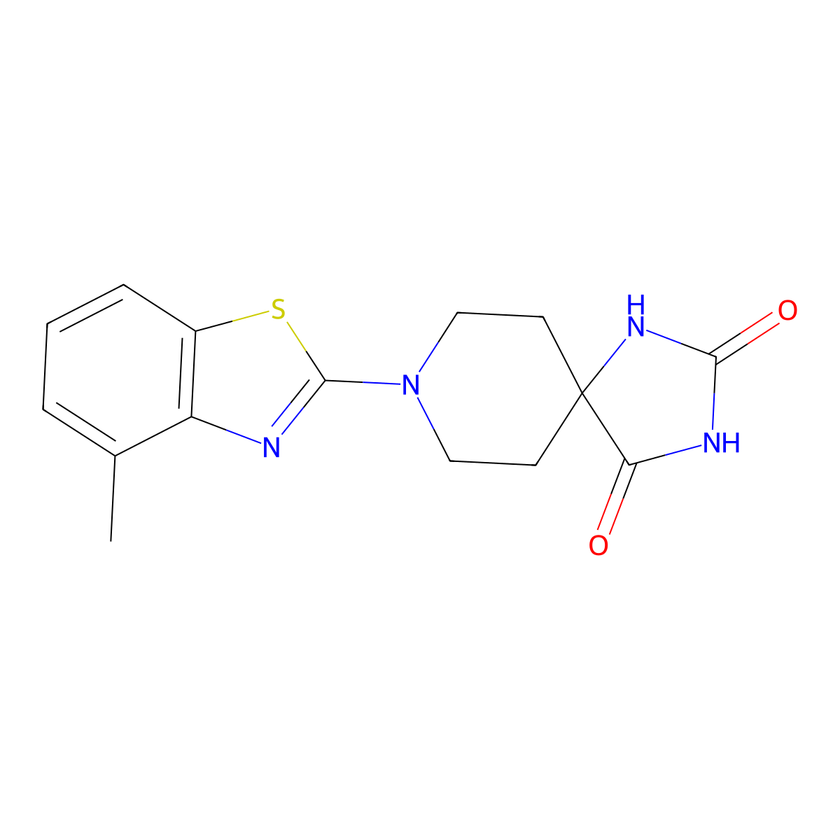 8-(4-Methyl-1,3-benzothiazol-2-yl)-1,3,8-triazaspiro[4.5]decane-2,4-dione molecular structure, CAS 2640957-30-6