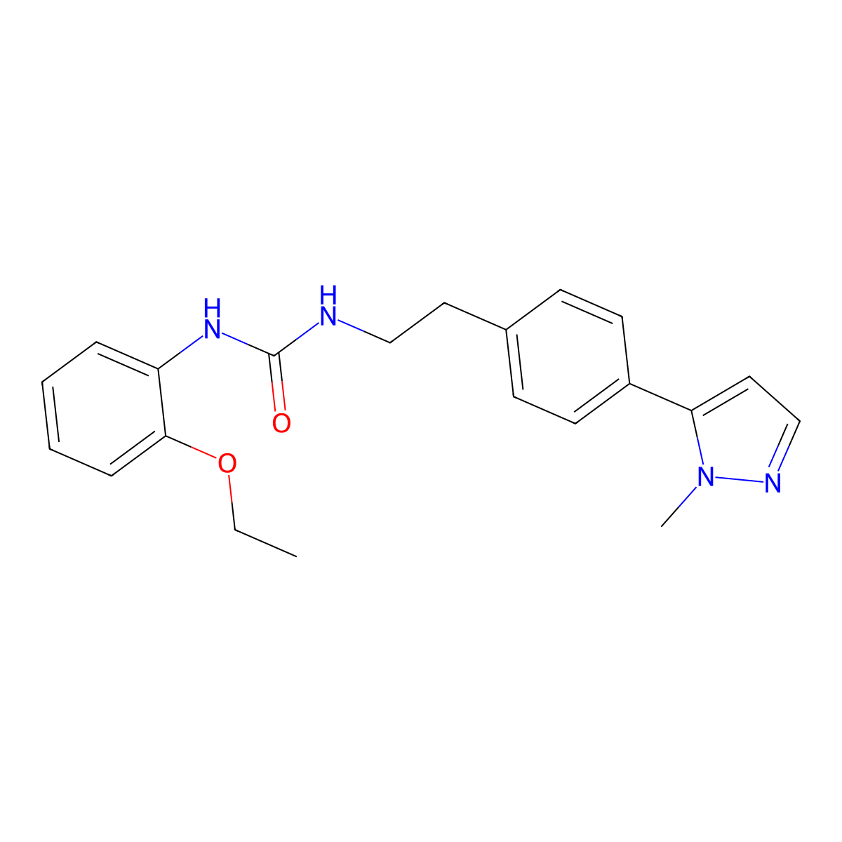 3-(2-ethoxyphenyl)-1-{2-[4-(1-methyl-1H-pyrazol-5-yl)phenyl]ethyl}urea molecular structure, CAS 2640957-31-7