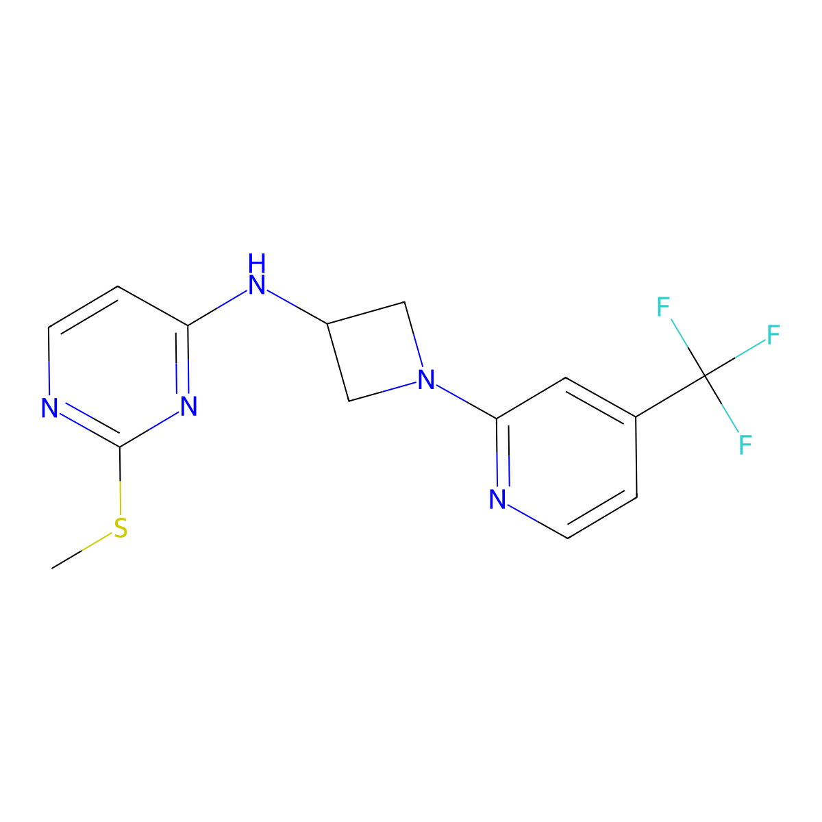 2-(methylsulfanyl)-N-{1-[4-(trifluoromethyl)pyridin-2-yl]azetidin-3-yl}pyrimidin-4-amine molecular structure, CAS 2640957-33-9