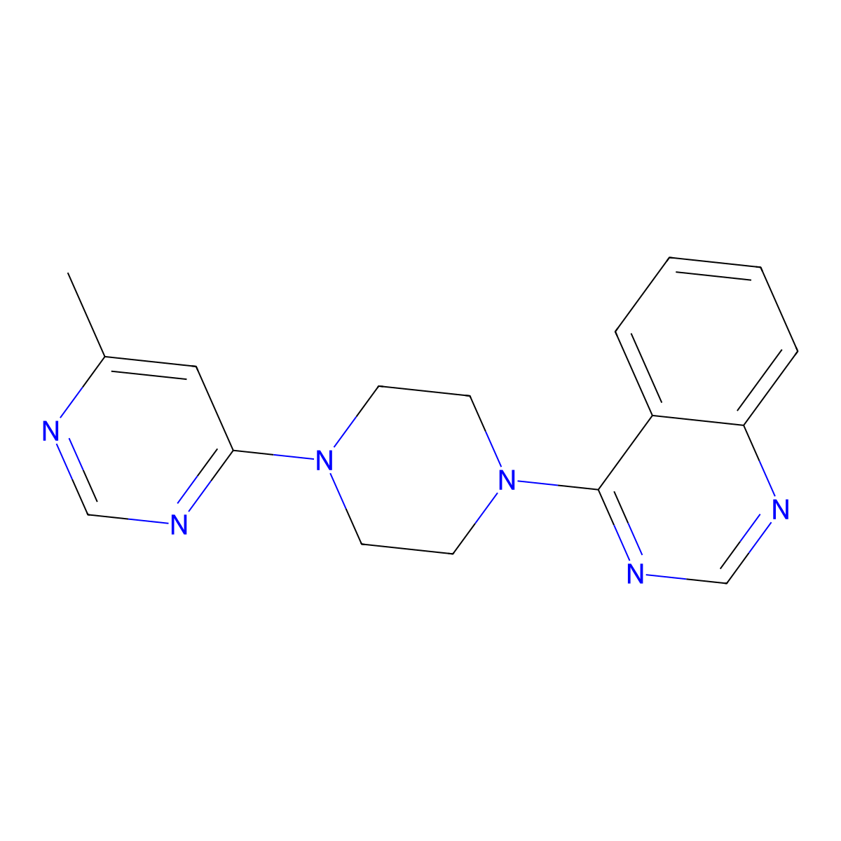 4-[4-(6-Methylpyrimidin-4-yl)piperazin-1-yl]quinazoline molecular structure, CAS 2640957-39-5