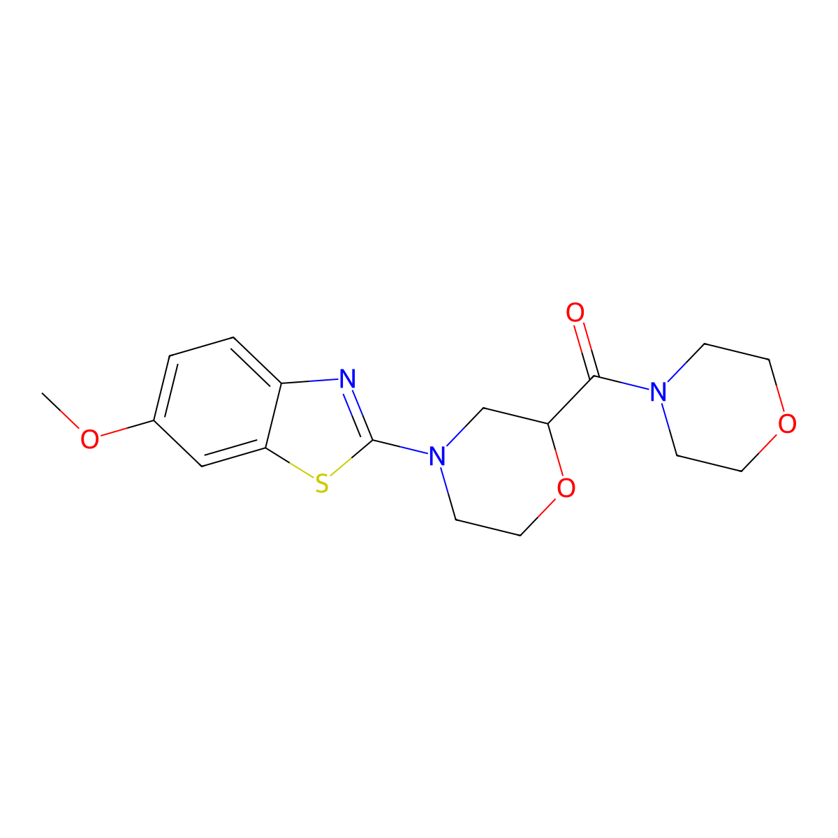 6-Methoxy-2-[2-(morpholine-4-carbonyl)morpholin-4-yl]-1,3-benzothiazole molecular structure, CAS 2640957-51-1