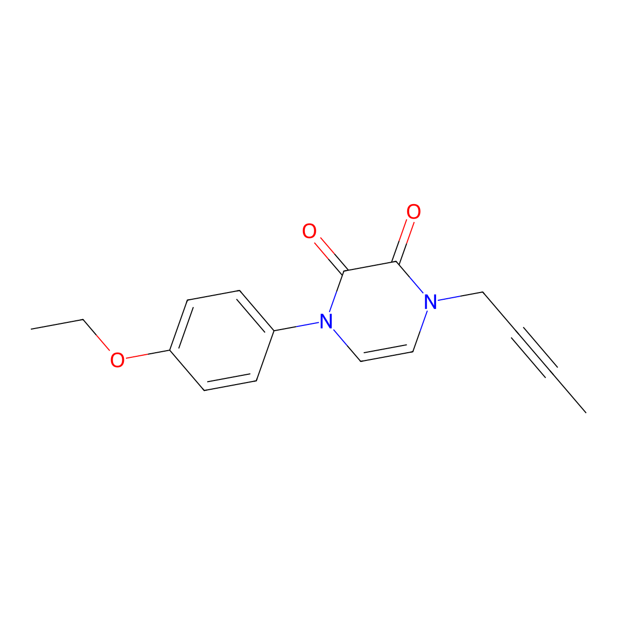 1-(But-2-yn-1-yl)-4-(4-ethoxyphenyl)-1,2,3,4-tetrahydropyrazine-2,3-dione molecular structure, CAS 2640957-53-3
