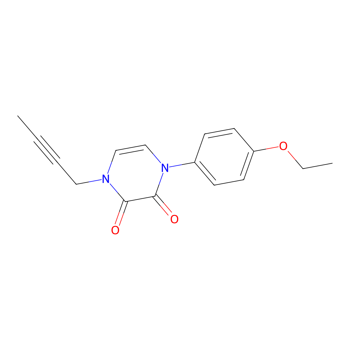 1-(But-2-yn-1-yl)-4-(4-ethoxyphenyl)-1,2,3,4-tetrahydropyrazine-2,3-dione molecular structure, CAS 2640957-53-3