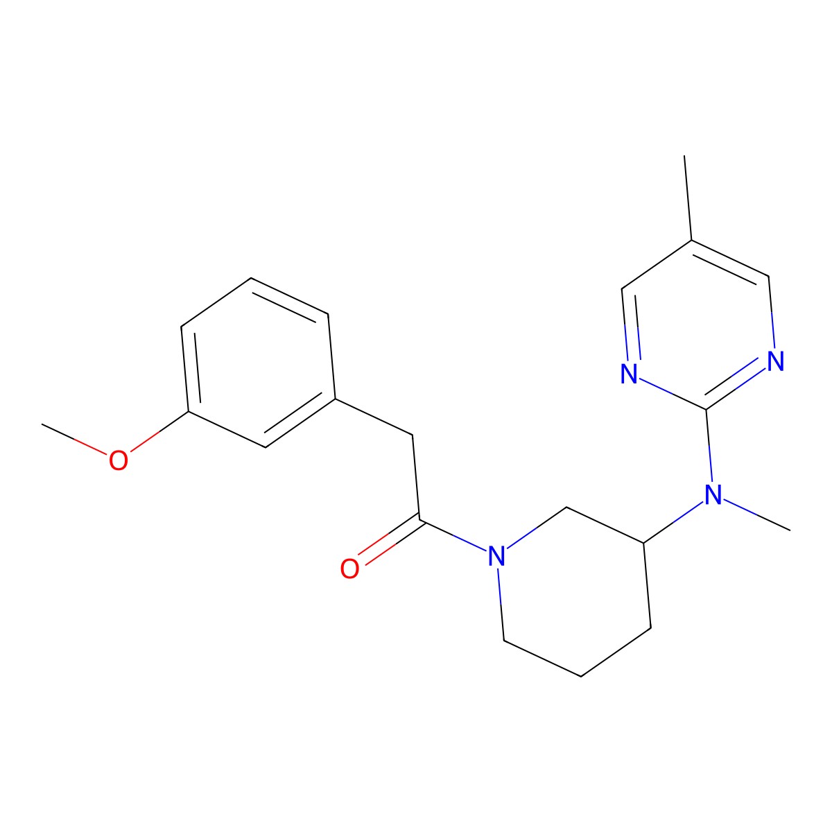 2-(3-Methoxyphenyl)-1-{3-[methyl(5-methylpyrimidin-2-yl)amino]piperidin-1-yl}ethan-1-one molecular structure, CAS 2640957-55-5