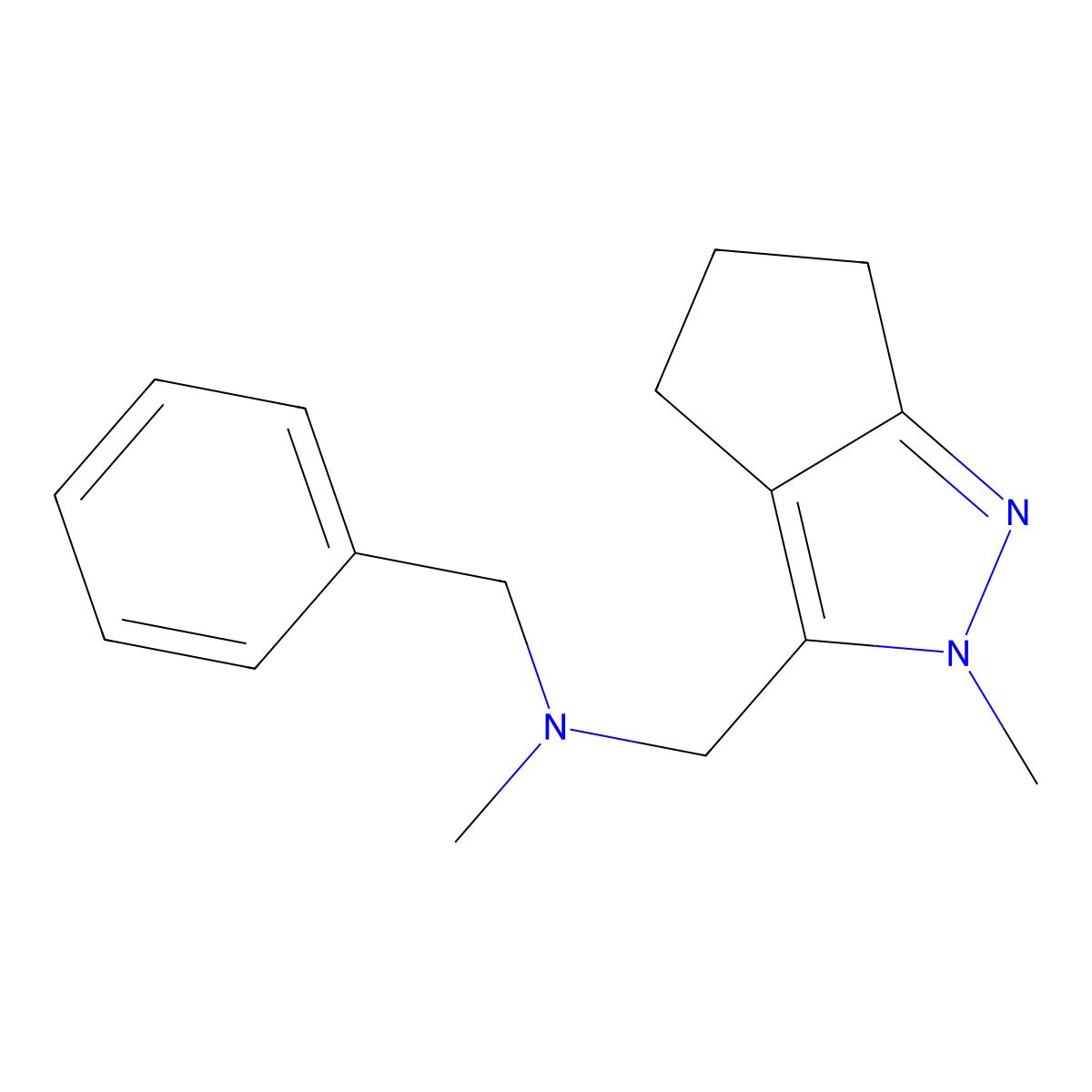 benzyl(methyl)({2-methyl-2H,4H,5H,6H-cyclopenta[c]pyrazol-3-yl}methyl)amine molecular structure, CAS 2640957-65-7