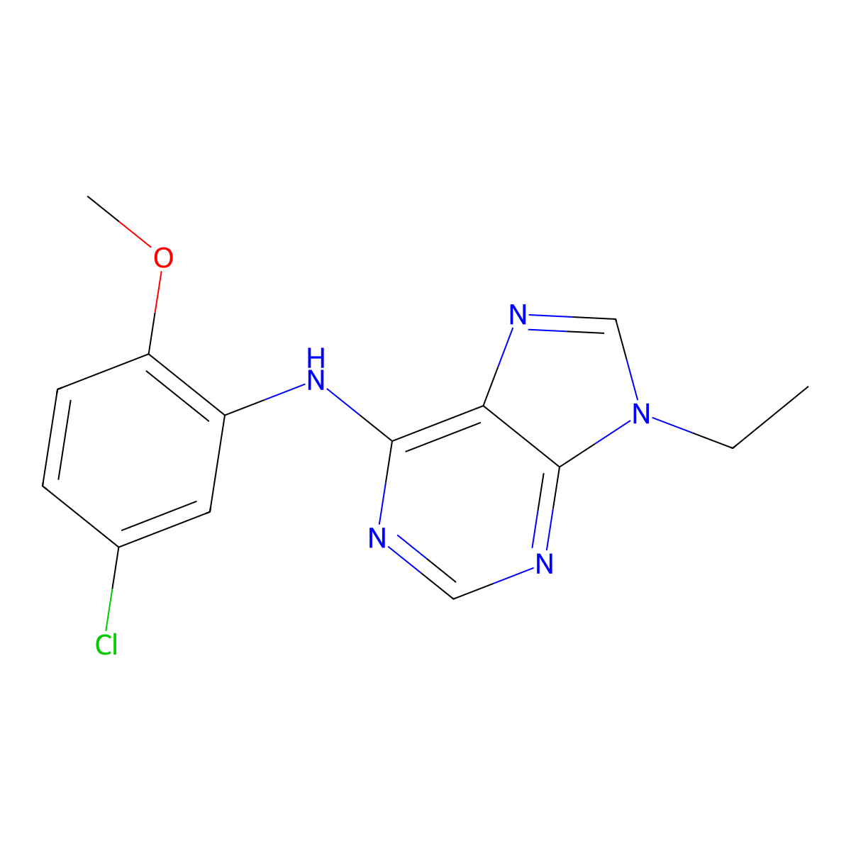 N-(5-chloro-2-methoxyphenyl)-9-ethyl-9H-purin-6-amine molecular structure, CAS 2640957-72-6
