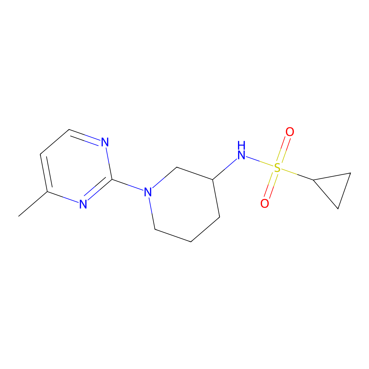 N-[1-(4-methylpyrimidin-2-yl)piperidin-3-yl]cyclopropanesulfonamide molecular structure, CAS 2640957-78-2