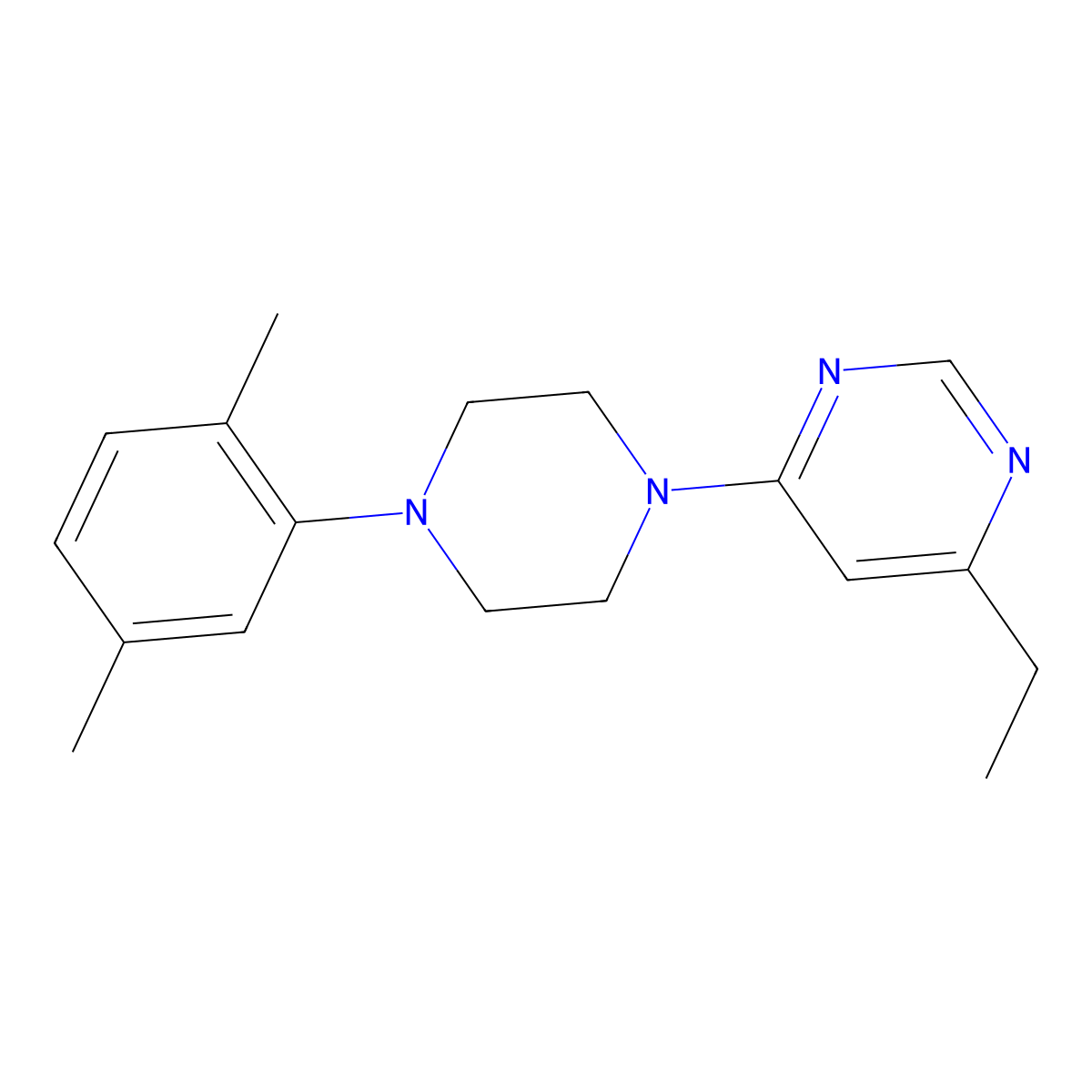 4-[4-(2,5-Dimethylphenyl)piperazin-1-yl]-6-ethylpyrimidine molecular structure, CAS 2640957-83-9