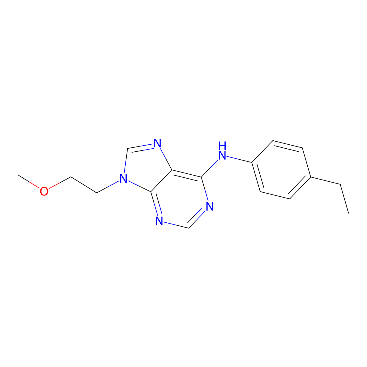 N-(4-ethylphenyl)-9-(2-methoxyethyl)-9H-purin-6-amine molecular structure, CAS 2640957-96-4