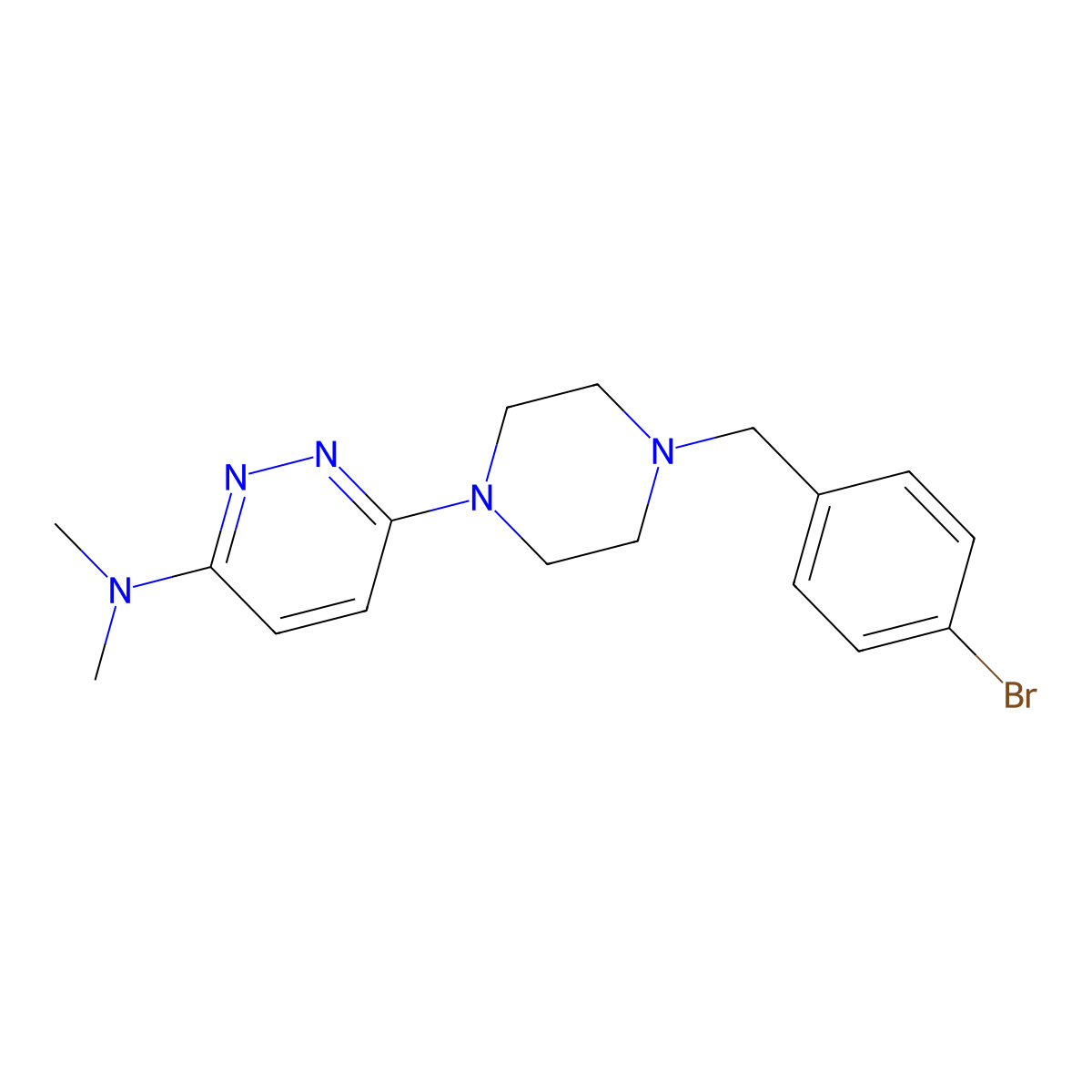 6-{4-[(4-bromophenyl)methyl]piperazin-1-yl}-N,N-dimethylpyridazin-3-amine molecular structure, CAS 2640957-97-5