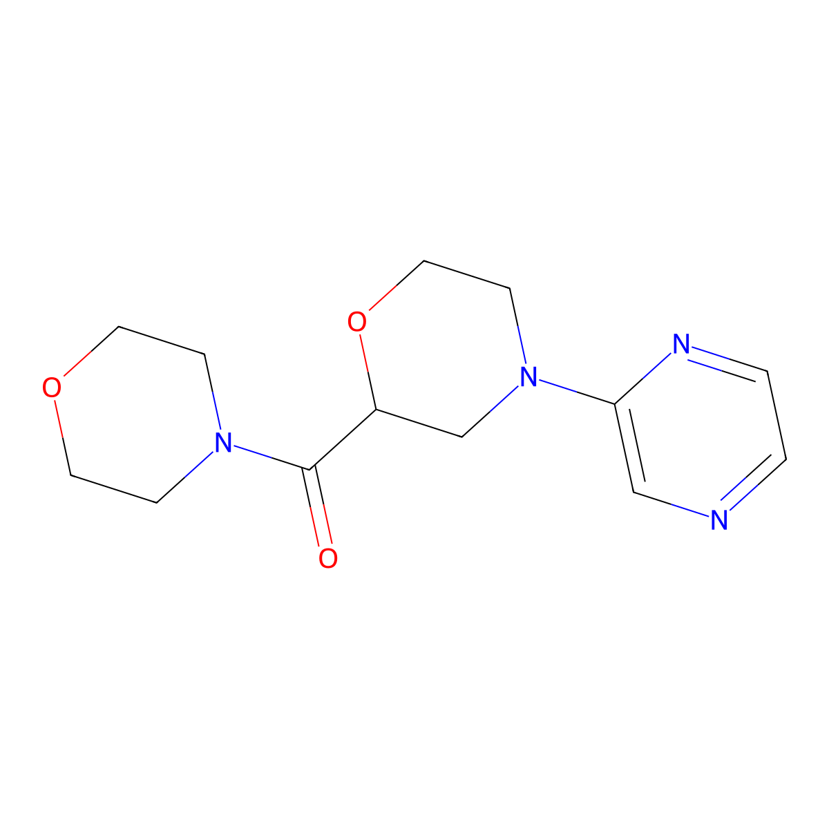 2-(Morpholine-4-carbonyl)-4-(pyrazin-2-yl)morpholine molecular structure, CAS 2640958-03-6
