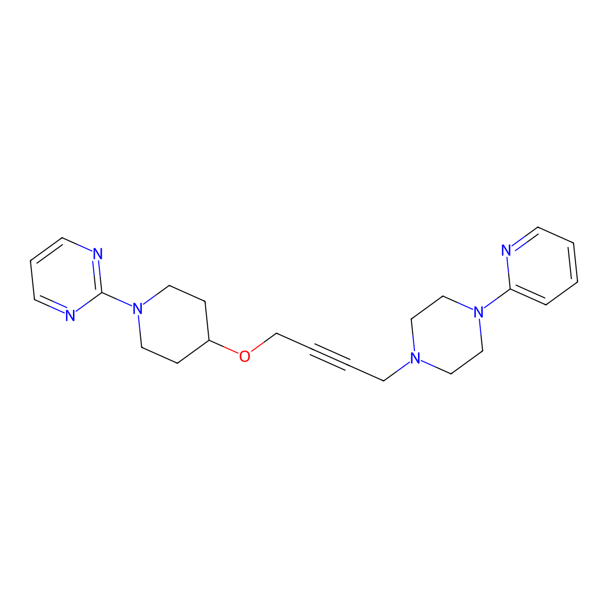 2-[4-({4-[4-(Pyridin-2-yl)piperazin-1-yl]but-2-yn-1-yl}oxy)piperidin-1-yl]pyrimidine molecular structure, CAS 2640958-07-0