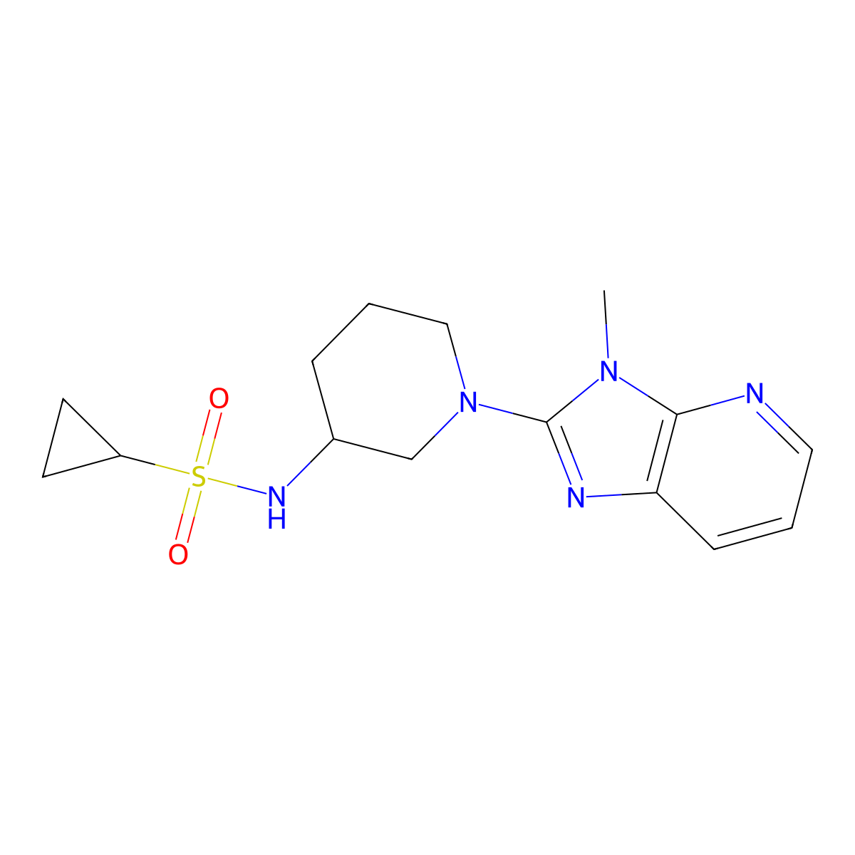 N-(1-{3-methyl-3H-imidazo[4,5-b]pyridin-2-yl}piperidin-3-yl)cyclopropanesulfonamide molecular structure, CAS 2640958-10-5