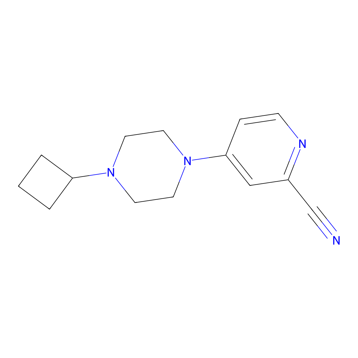 4-(4-Cyclobutylpiperazin-1-yl)pyridine-2-carbonitrile molecular structure, CAS 2640958-11-6