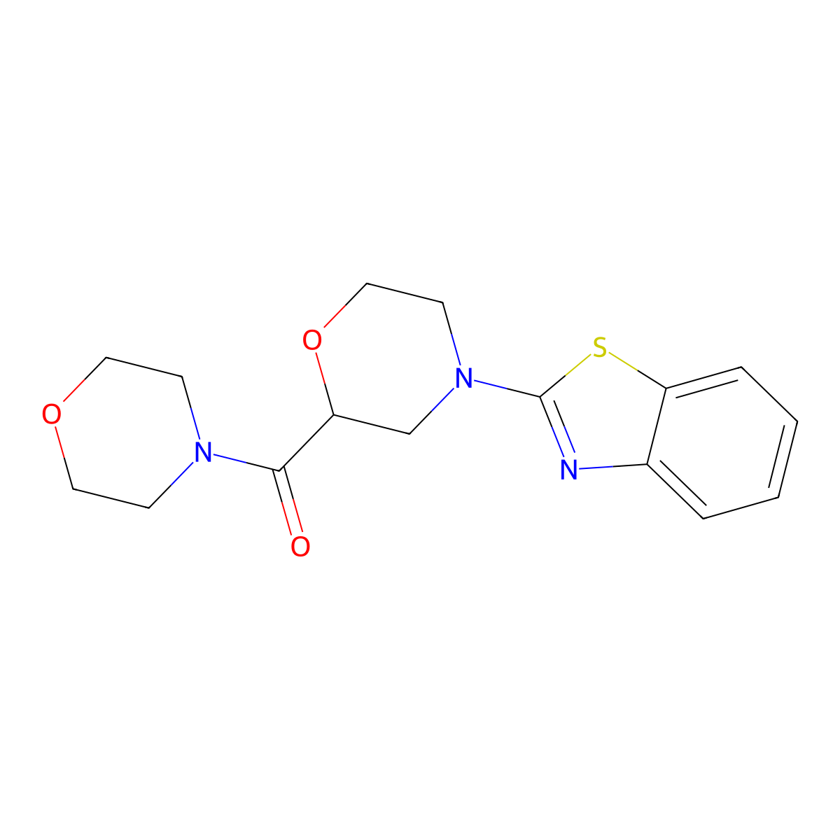 2-[2-(Morpholine-4-carbonyl)morpholin-4-yl]-1,3-benzothiazole molecular structure, CAS 2640958-12-7