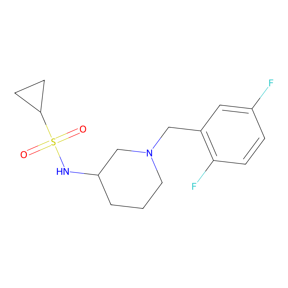 N-{1-[(2,5-difluorophenyl)methyl]piperidin-3-yl}cyclopropanesulfonamide molecular structure, CAS 2640958-23-0