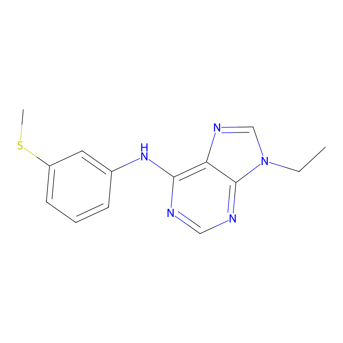 9-ethyl-N-[3-(methylsulfanyl)phenyl]-9H-purin-6-amine molecular structure, CAS 2640958-27-4