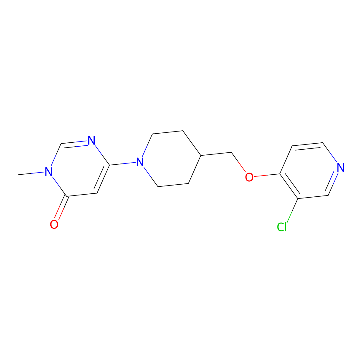 6-(4-{[(3-Chloropyridin-4-yl)oxy]methyl}piperidin-1-yl)-3-methyl-3,4-dihydropyrimidin-4-one molecular structure, CAS 2640958-44-5