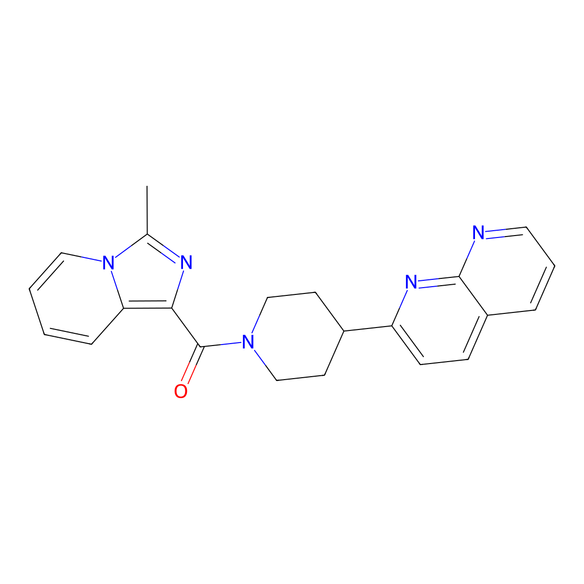 2-(1-{3-Methylimidazo[1,5-a]pyridine-1-carbonyl}piperidin-4-yl)-1,8-naphthyridine molecular structure, CAS 2640958-47-8