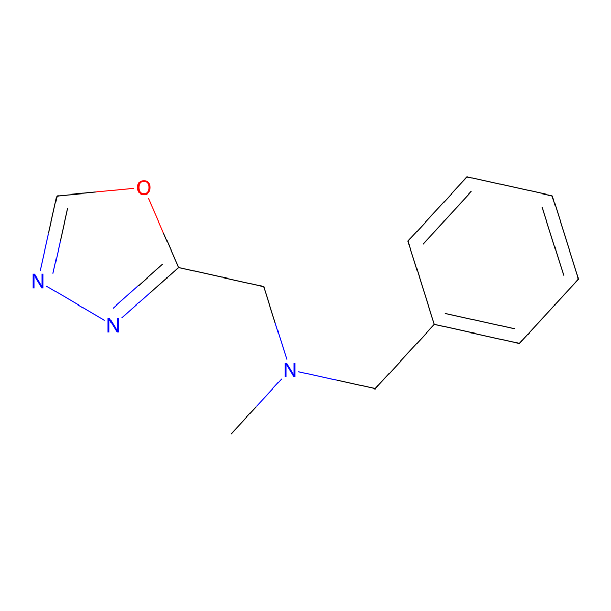 Benzyl(methyl)[(1,3,4-oxadiazol-2-yl)methyl]amine molecular structure, CAS 2640958-49-0