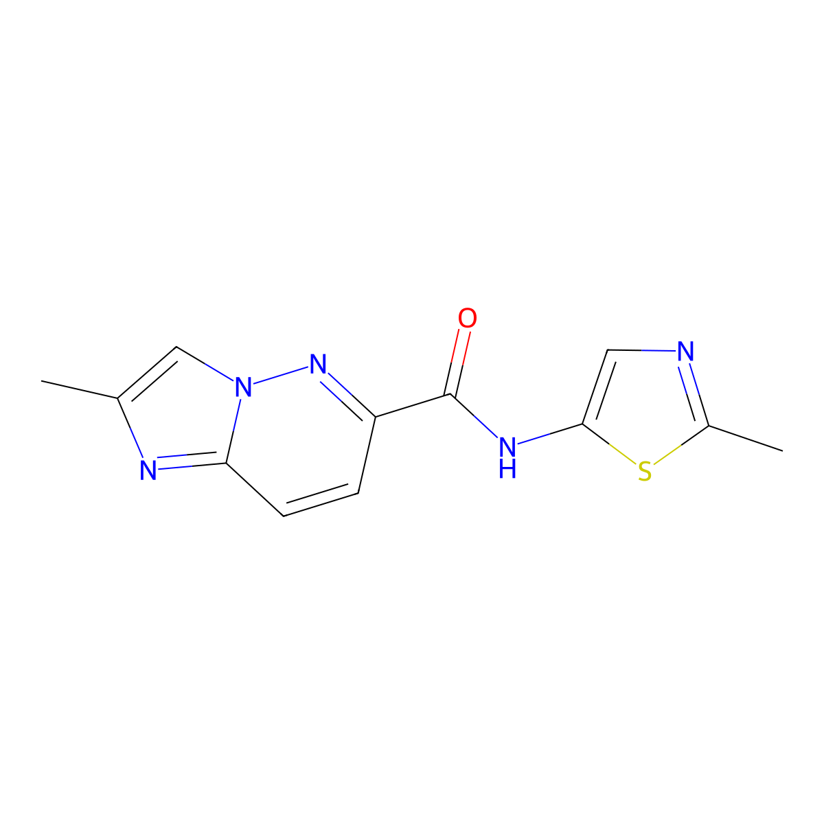 2-methyl-N-(2-methyl-1,3-thiazol-5-yl)imidazo[1,2-b]pyridazine-6-carboxamide molecular structure, CAS 2640958-50-3