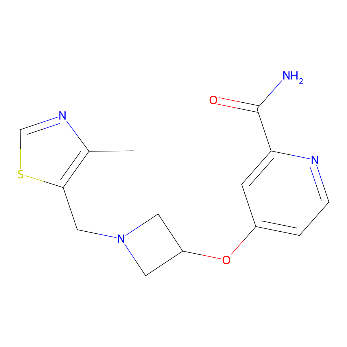4-({1-[(4-Methyl-1,3-thiazol-5-yl)methyl]azetidin-3-yl}oxy)pyridine-2-carboxamide molecular structure, CAS 2640958-51-4