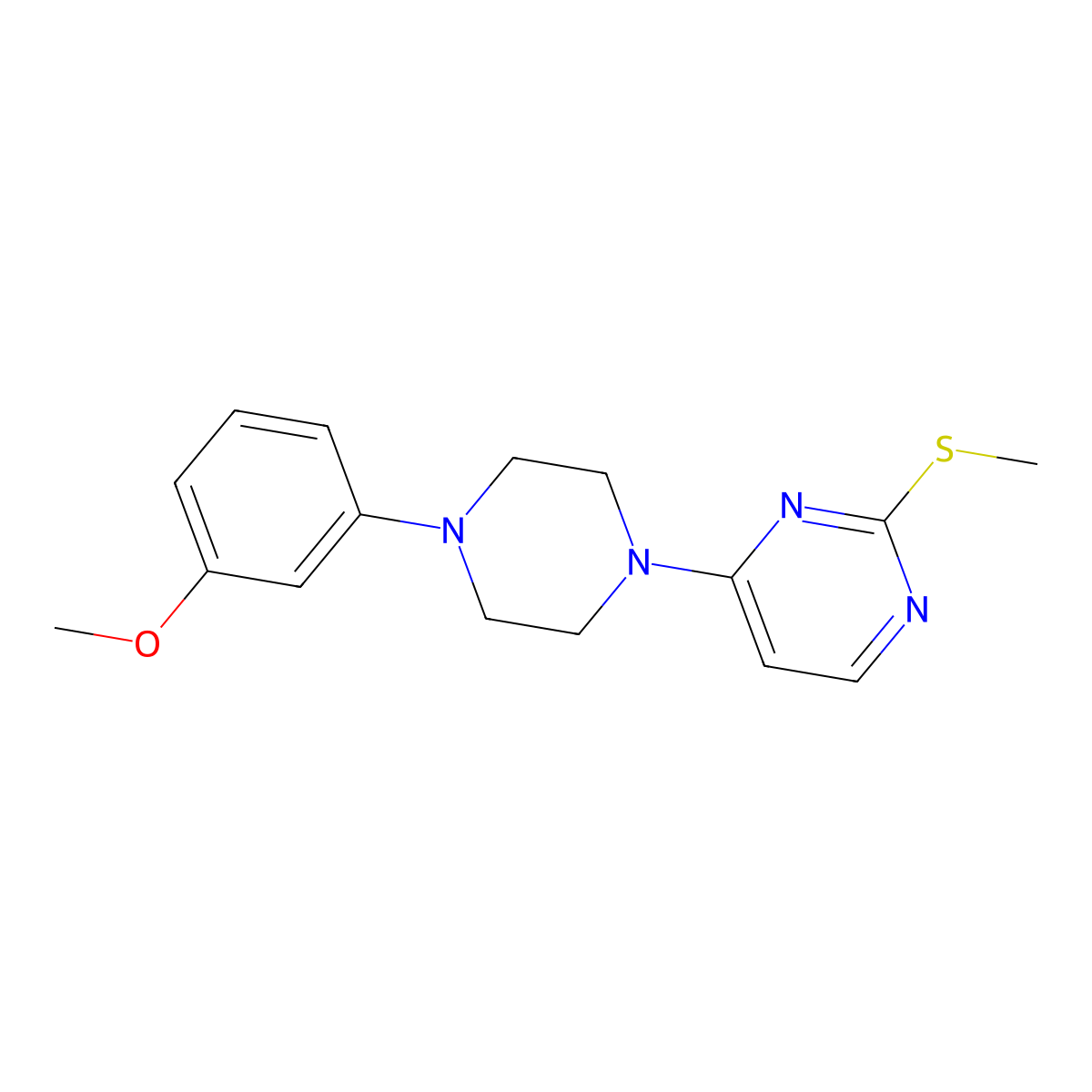 4-[4-(3-Methoxyphenyl)piperazin-1-yl]-2-(methylsulfanyl)pyrimidine molecular structure, CAS 2640958-54-7