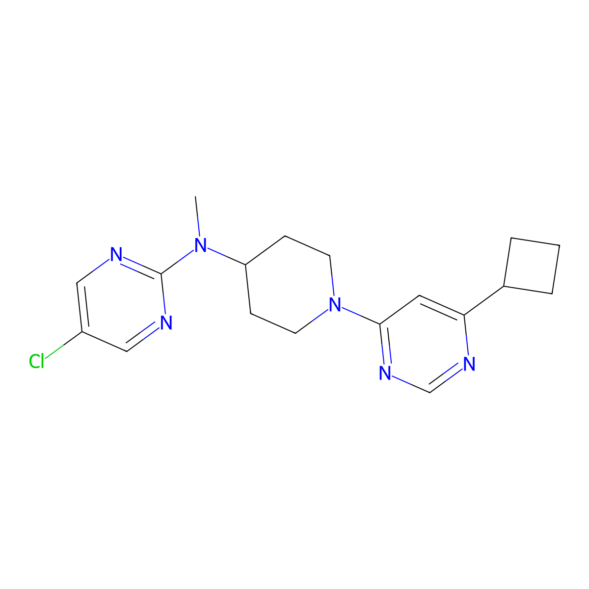 5-chloro-N-[1-(6-cyclobutylpyrimidin-4-yl)piperidin-4-yl]-N-methylpyrimidin-2-amine molecular structure, CAS 2640958-58-1
