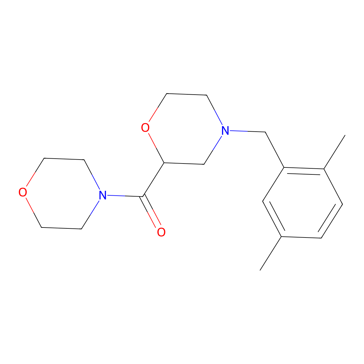 4-[(2,5-Dimethylphenyl)methyl]-2-(morpholine-4-carbonyl)morpholine molecular structure, CAS 2640958-61-6