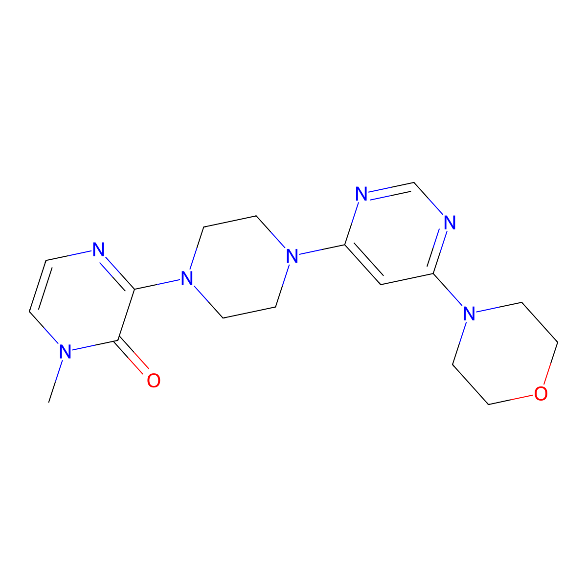 1-Methyl-3-{4-[6-(morpholin-4-yl)pyrimidin-4-yl]piperazin-1-yl}-1,2-dihydropyrazin-2-one molecular structure, CAS 2640958-65-0