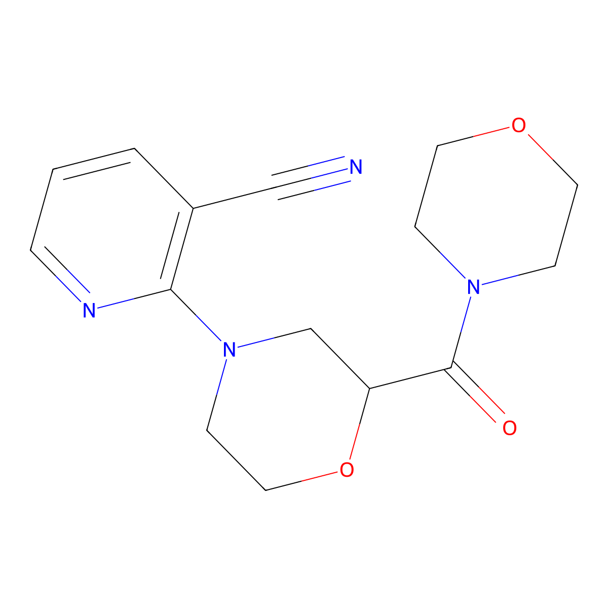 2-[2-(Morpholine-4-carbonyl)morpholin-4-yl]pyridine-3-carbonitrile molecular structure, CAS 2640958-68-3