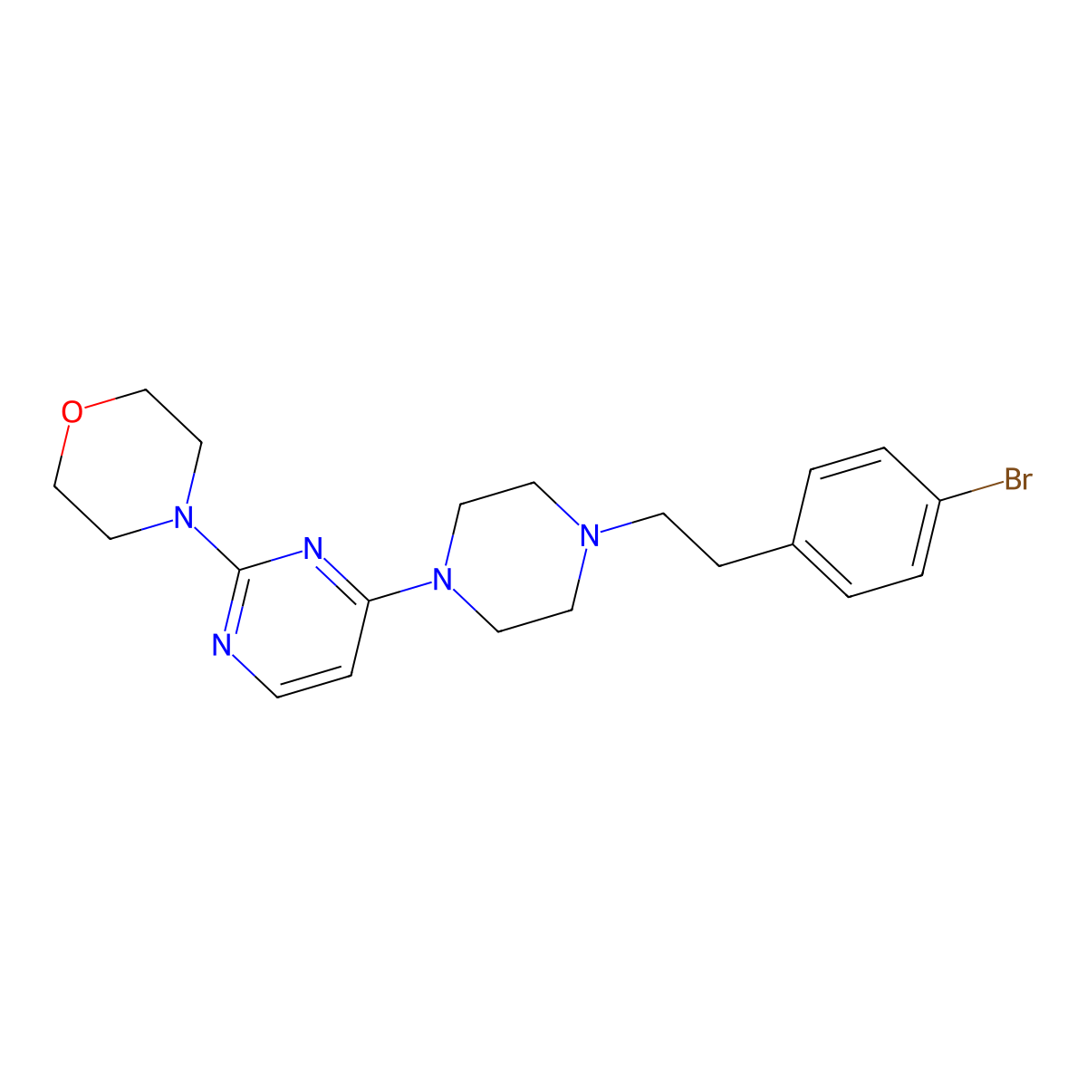 4-(4-{4-[2-(4-Bromophenyl)ethyl]piperazin-1-yl}pyrimidin-2-yl)morpholine molecular structure, CAS 2640958-70-7