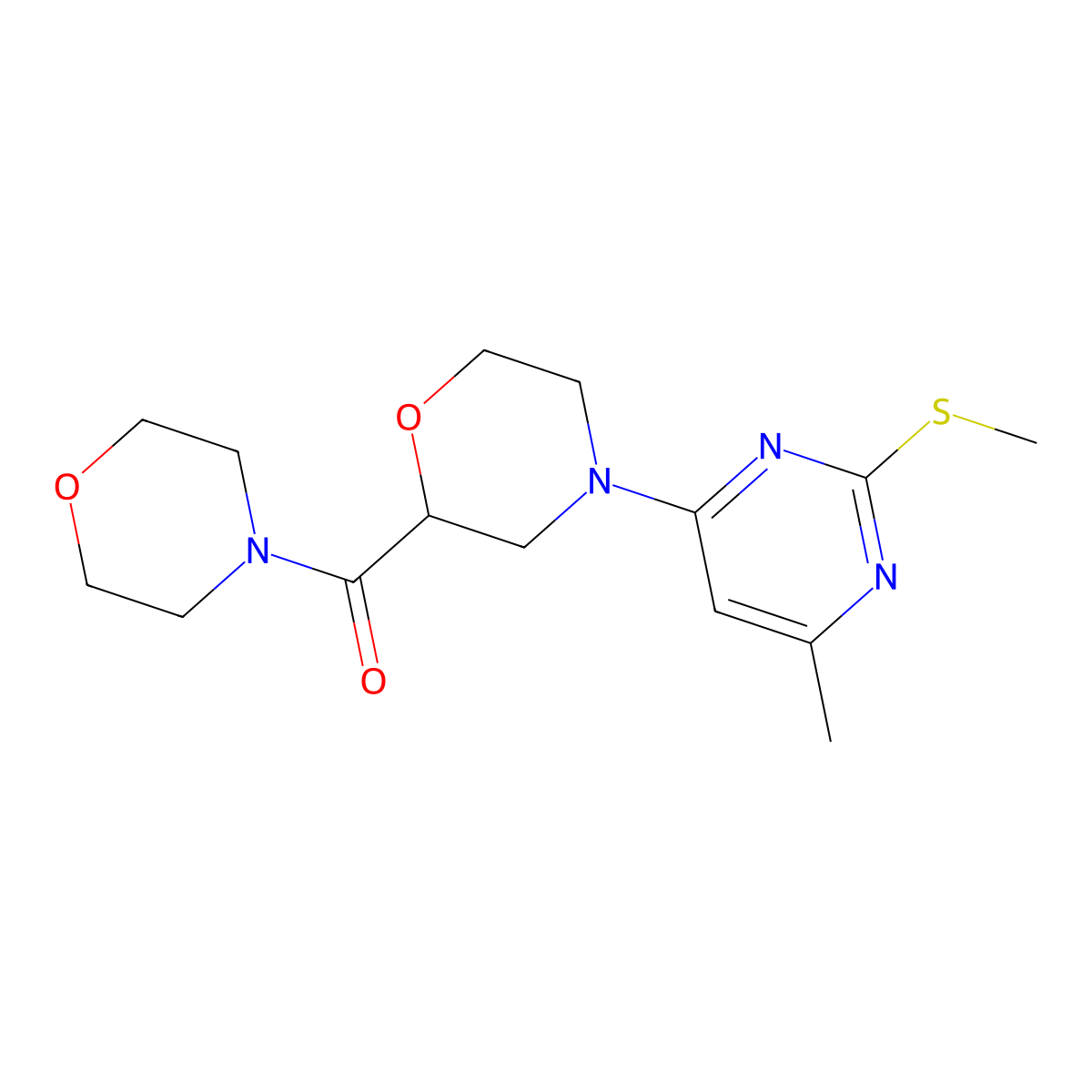 4-[6-Methyl-2-(methylsulfanyl)pyrimidin-4-yl]-2-(morpholine-4-carbonyl)morpholine molecular structure, CAS 2640958-72-9