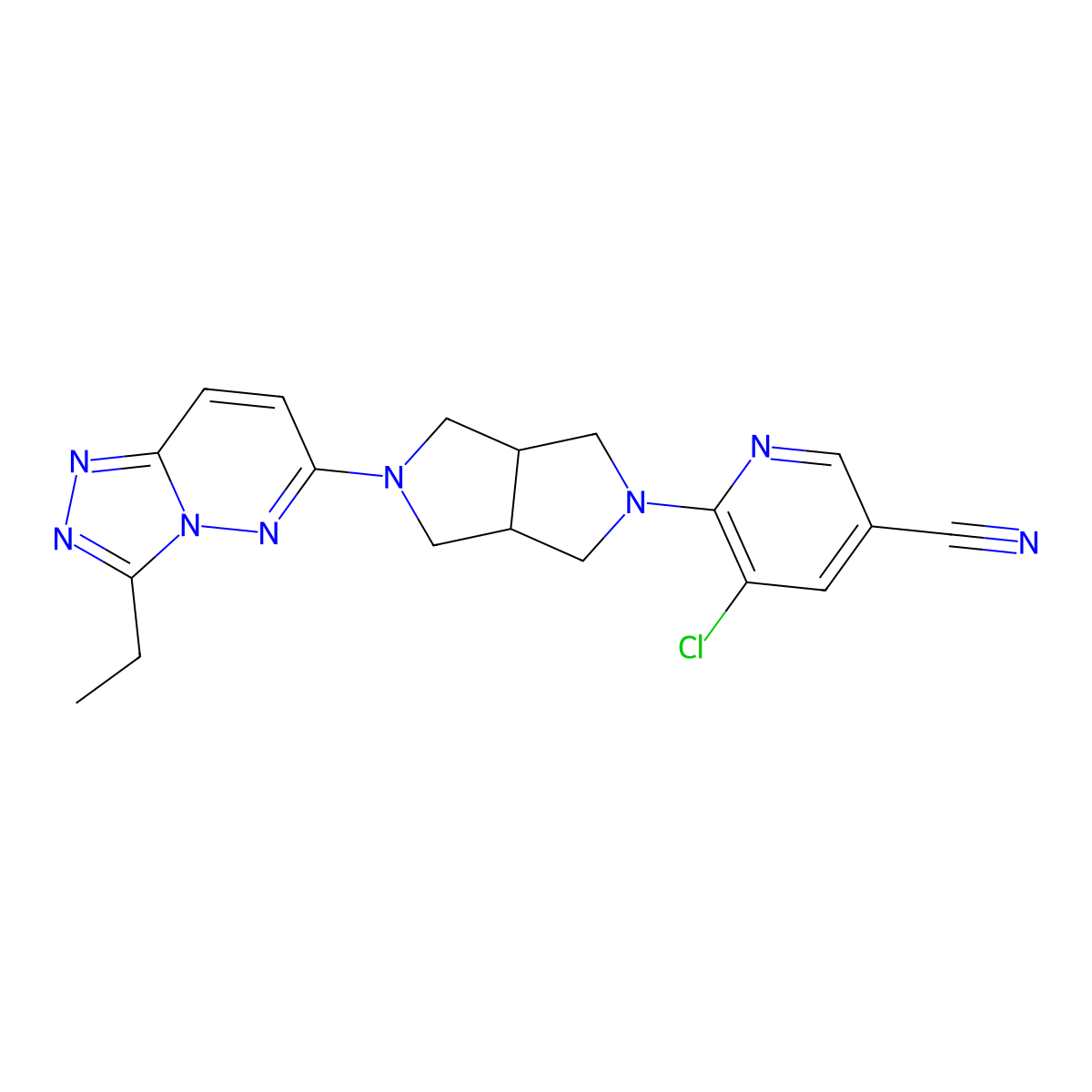 5-Chloro-6-(5-{3-ethyl-[1,2,4]triazolo[4,3-b]pyridazin-6-yl}-octahydropyrrolo[3,4-c]pyrrol-2-yl)pyridine-3-carbonitrile molecular structure, CAS 2640958-77-4