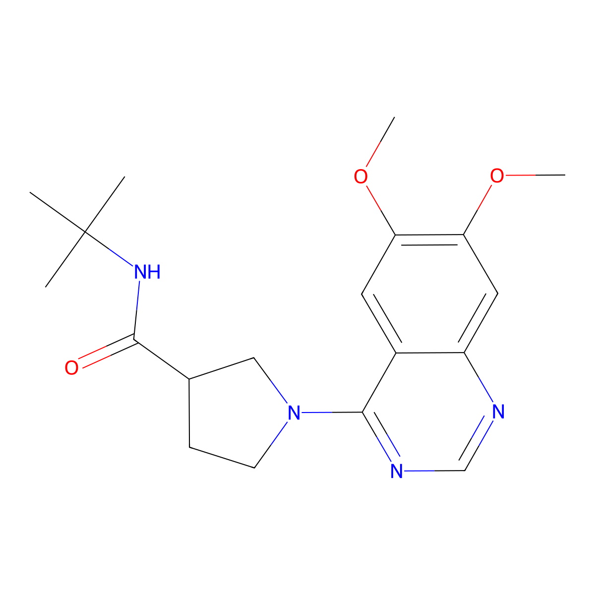 N-tert-butyl-1-(6,7-dimethoxyquinazolin-4-yl)pyrrolidine-3-carboxamide molecular structure, CAS 2640958-81-0