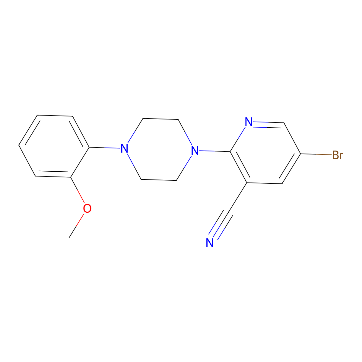 5-Bromo-2-[4-(2-methoxyphenyl)piperazin-1-yl]pyridine-3-carbonitrile molecular structure, CAS 2640958-85-4